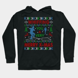 Baseball Fan Baseball Pitcher Funny Ugly Christmas Sweater Pattern Whiffing You a Merry Christmas Hoodie